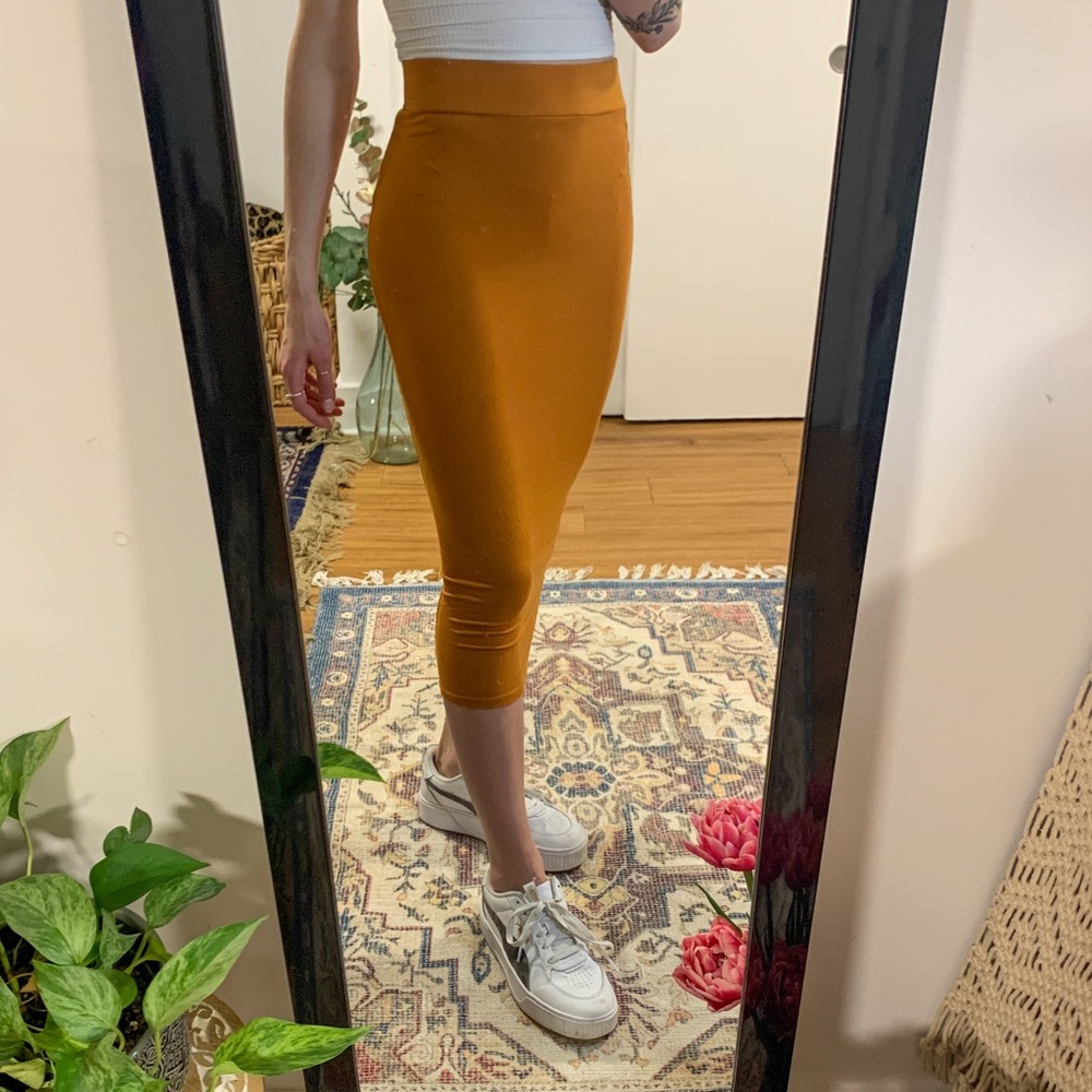 F21 ‘Jersey Midi Skirt’ Burnt Orange S